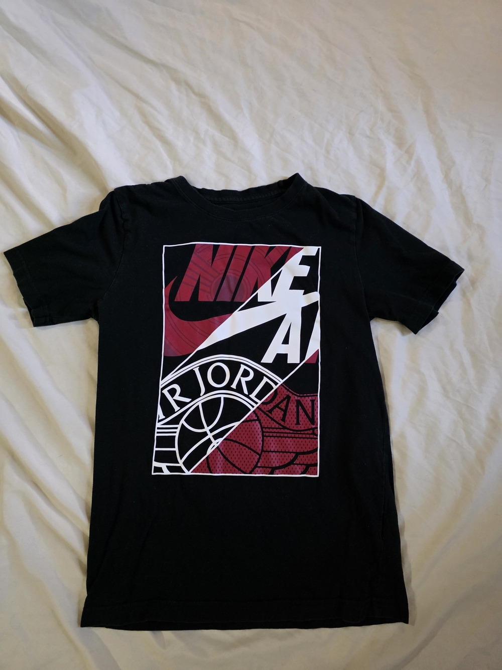 Boy's Jordan Black Tee with Red and White Graphic Panel